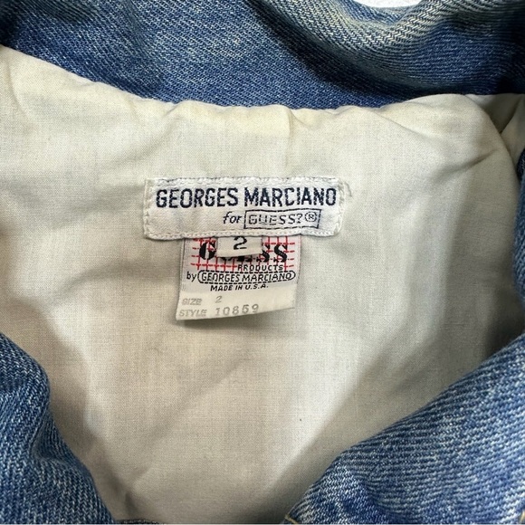 GUESS by Georges Marciano VNTG 80s/90s made in USA sz 2 Retro Cut Denim Jacket - Picture 4 of 6